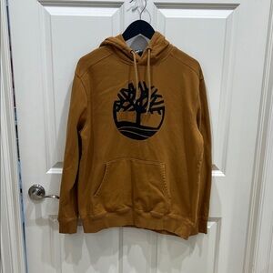 Timberland Men's Tan Hoodie with Black Logo